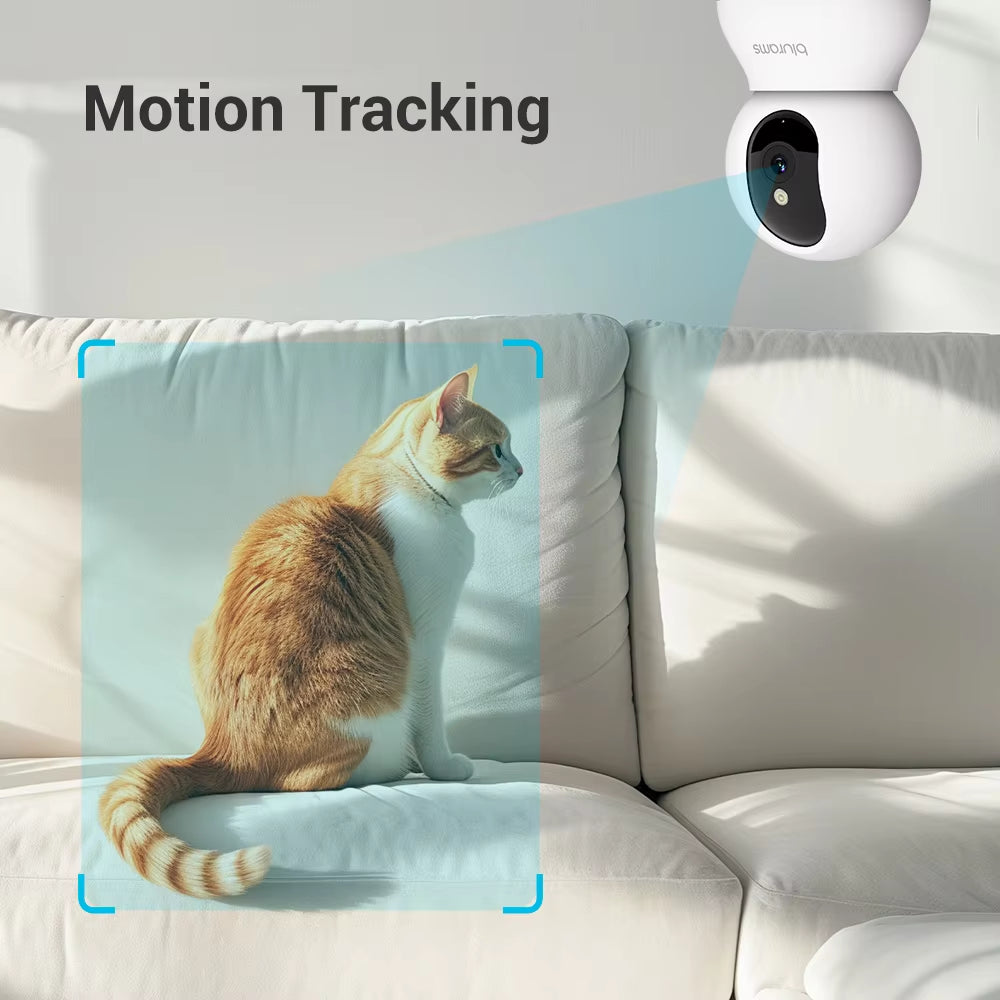 Pet Camera 2K, 360° Indoor Security Camera, Dog Camera with Phone App, PTZ Cameras for Home Security Indoor, No Plug