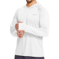 White: Men's UPF50+ sun protection hoodie in white, long sleeve quick dry outdoor shirt
