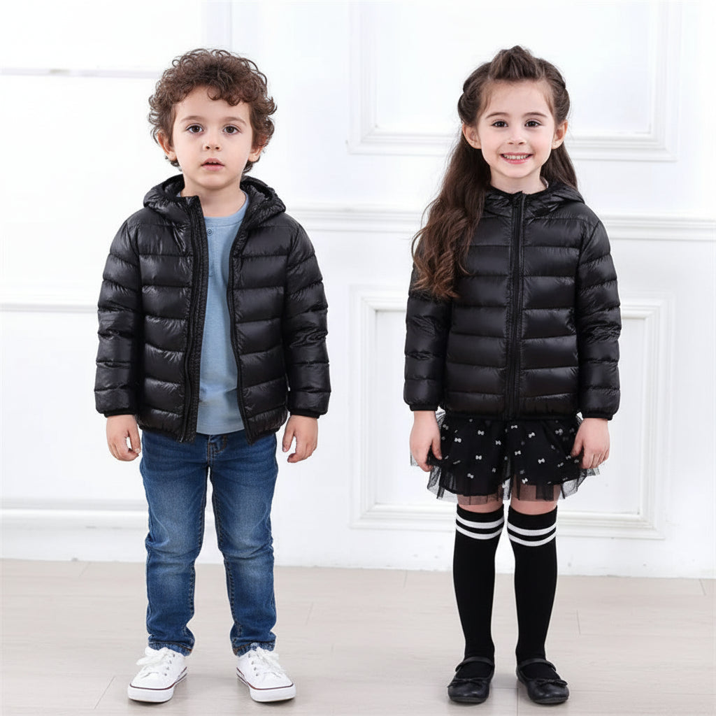 Kids lightweight hooded puffer jacket main view