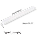 White LED cabinet light with USB Type-C charging port, 10cm size shown on packaging