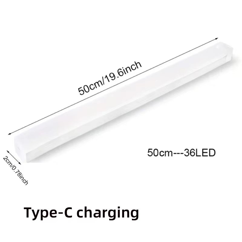 White LED cabinet light with USB Type-C charging port, 10cm size shown on packaging