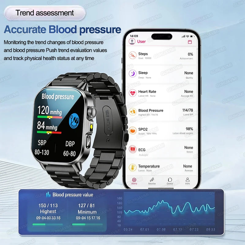 2026 New ECG+PPG Three High Diagnose Smart Watch Men Women Clock Blood Lipid BP Uric Acid Heart Rate Health Tracker Smartwatch