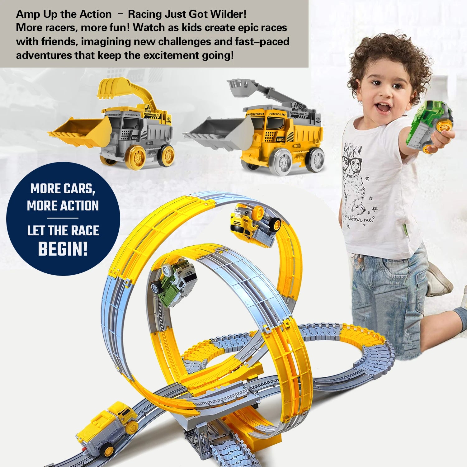 Bendable race track toy for kids — electric car with built-in flash lights