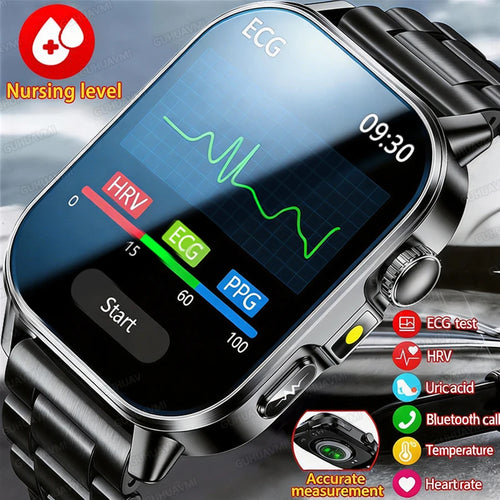2026 New ECG+PPG Three High Diagnose Smart Watch Men Women Clock Blood Lipid BP Uric Acid Heart Rate Health Tracker Smartwatch