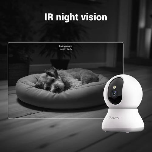 Indoor security camera infrared night vision footage in dark room