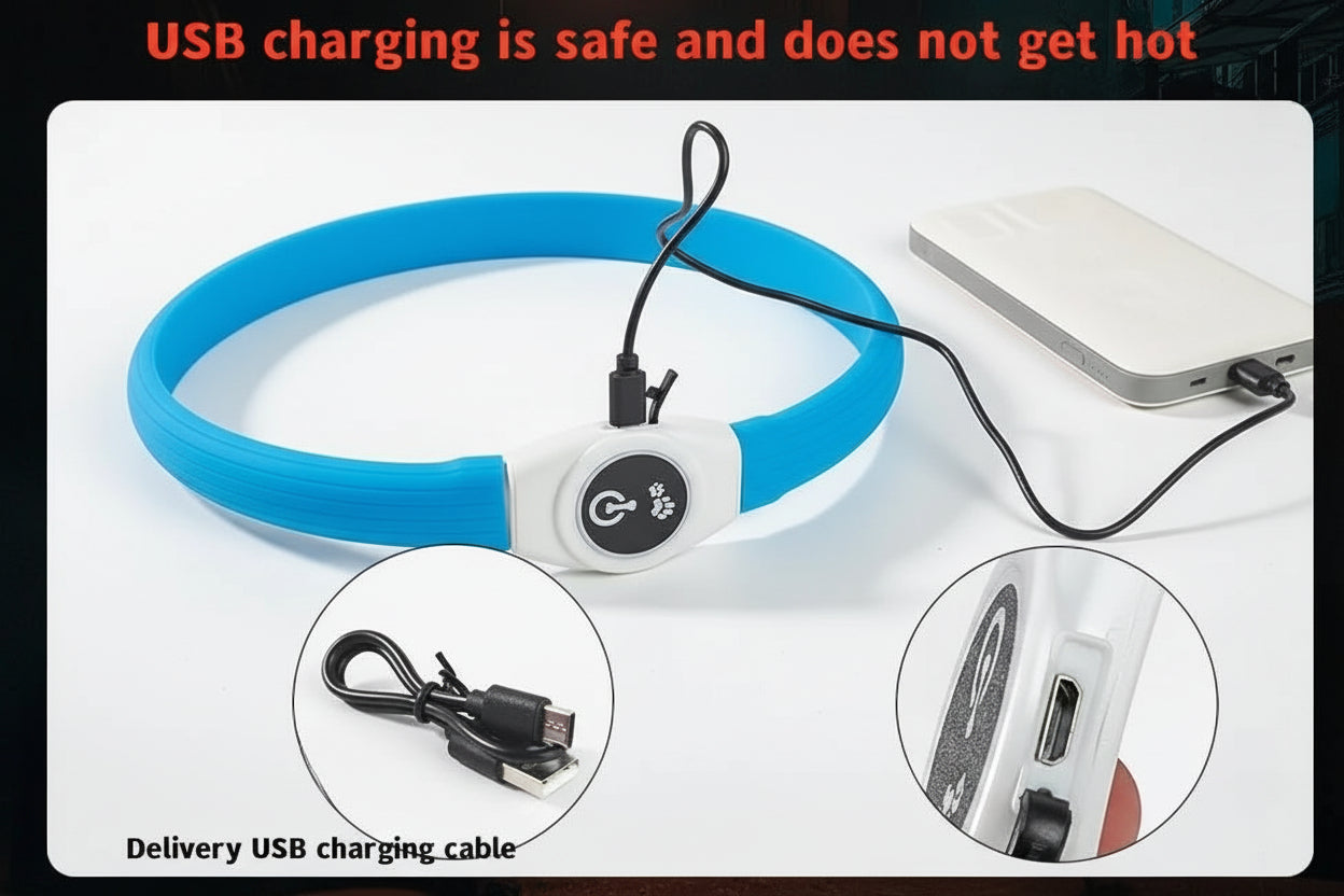 New Led Luminous Dog Collar PVC Waterproof , for Large Medium Small Dogs Collar Usb Light Night Safety Pet Glowing Accessories