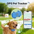 GPS Pet Tracker 4G attached to dog collar – front view