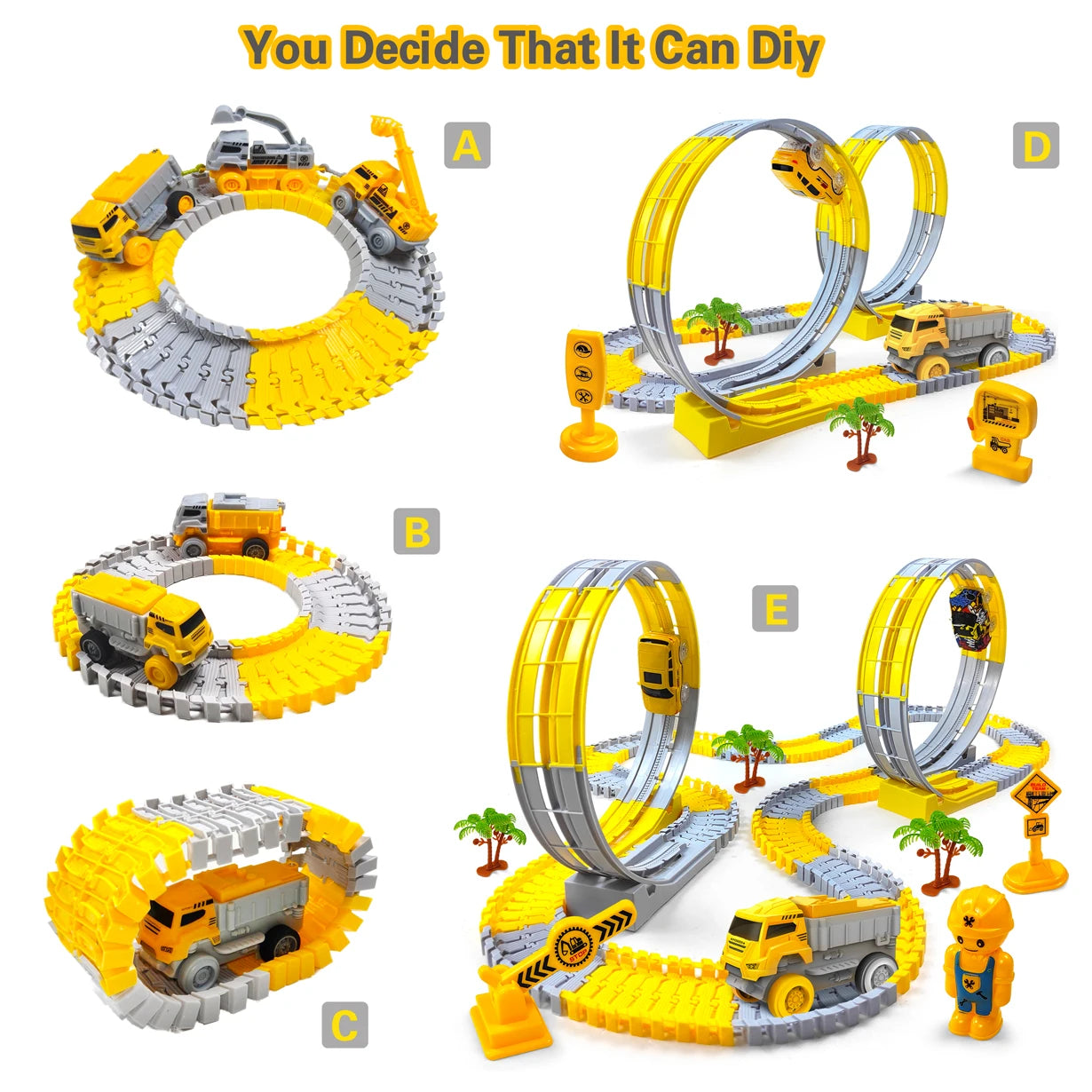 Kids' magic climbing car track — flexible loop track with speeding electric car