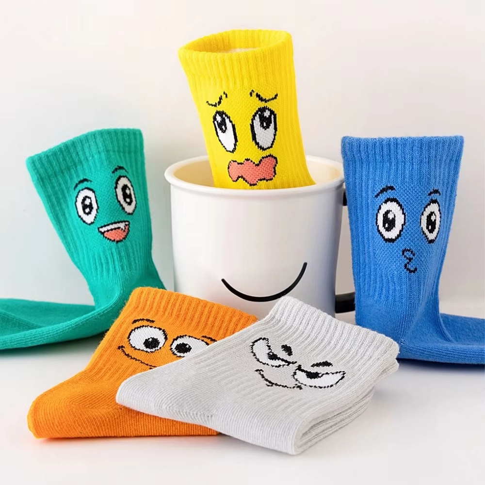 kids colourful cartoon face socks soft breathable