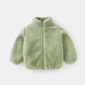 Kids Unisex Thermal Fleece Jacket in Green – Korean Style Winter Coat for Children Ages 6M–5Yrs