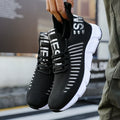 Men's black mesh sneakers side view – flexible outsole and breathable upper detail