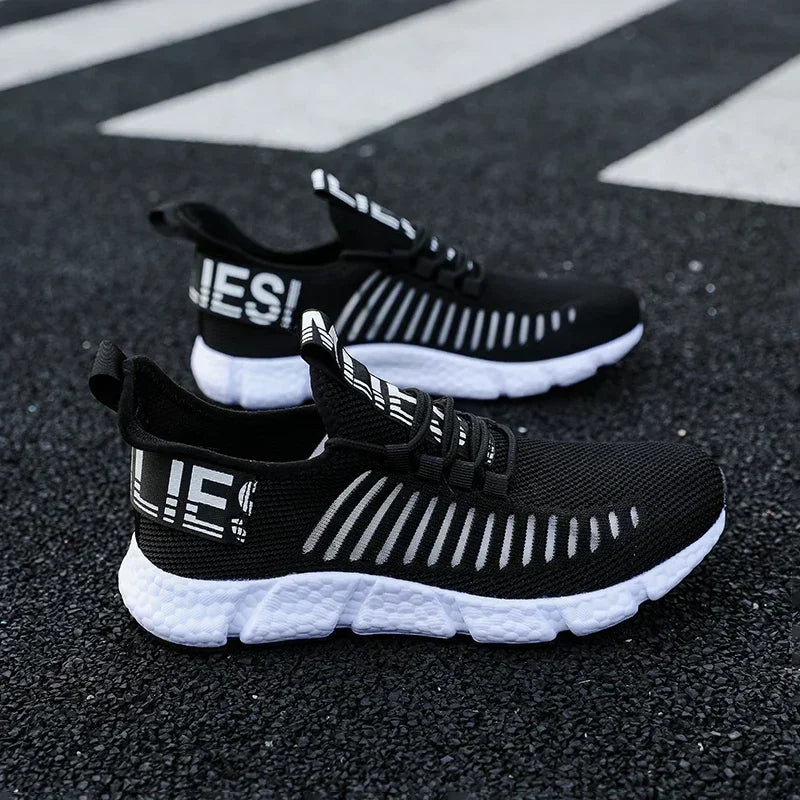 Men's breathable mesh sneakers – rear angle view showing heel and sole construction