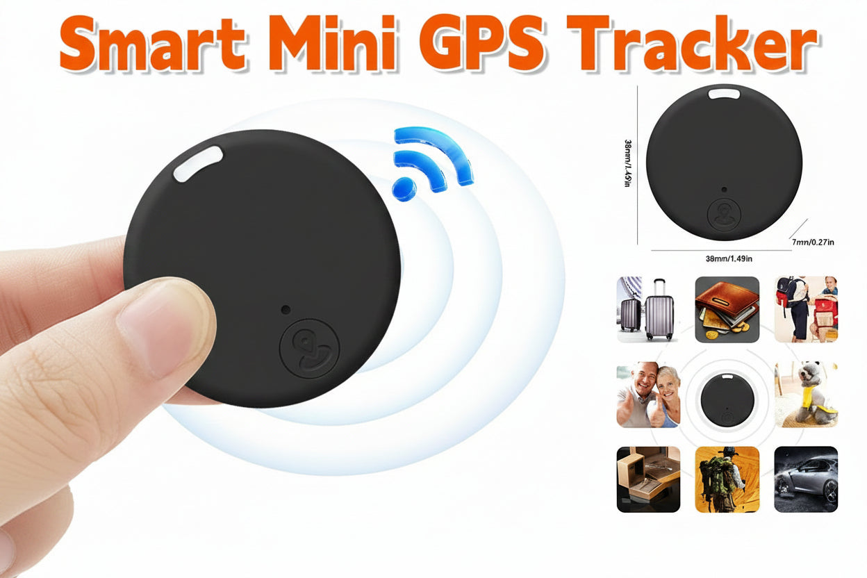 Mini Bluetooth 5.0 GPS tracker in white – front view
