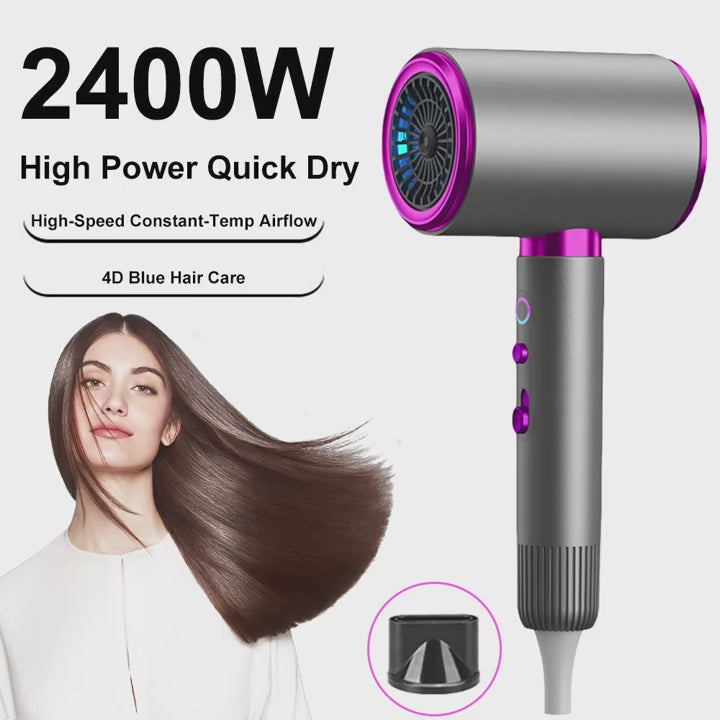 Pro 2400W Hair Dryer with Negative Ion Technology & Curly Nozzle