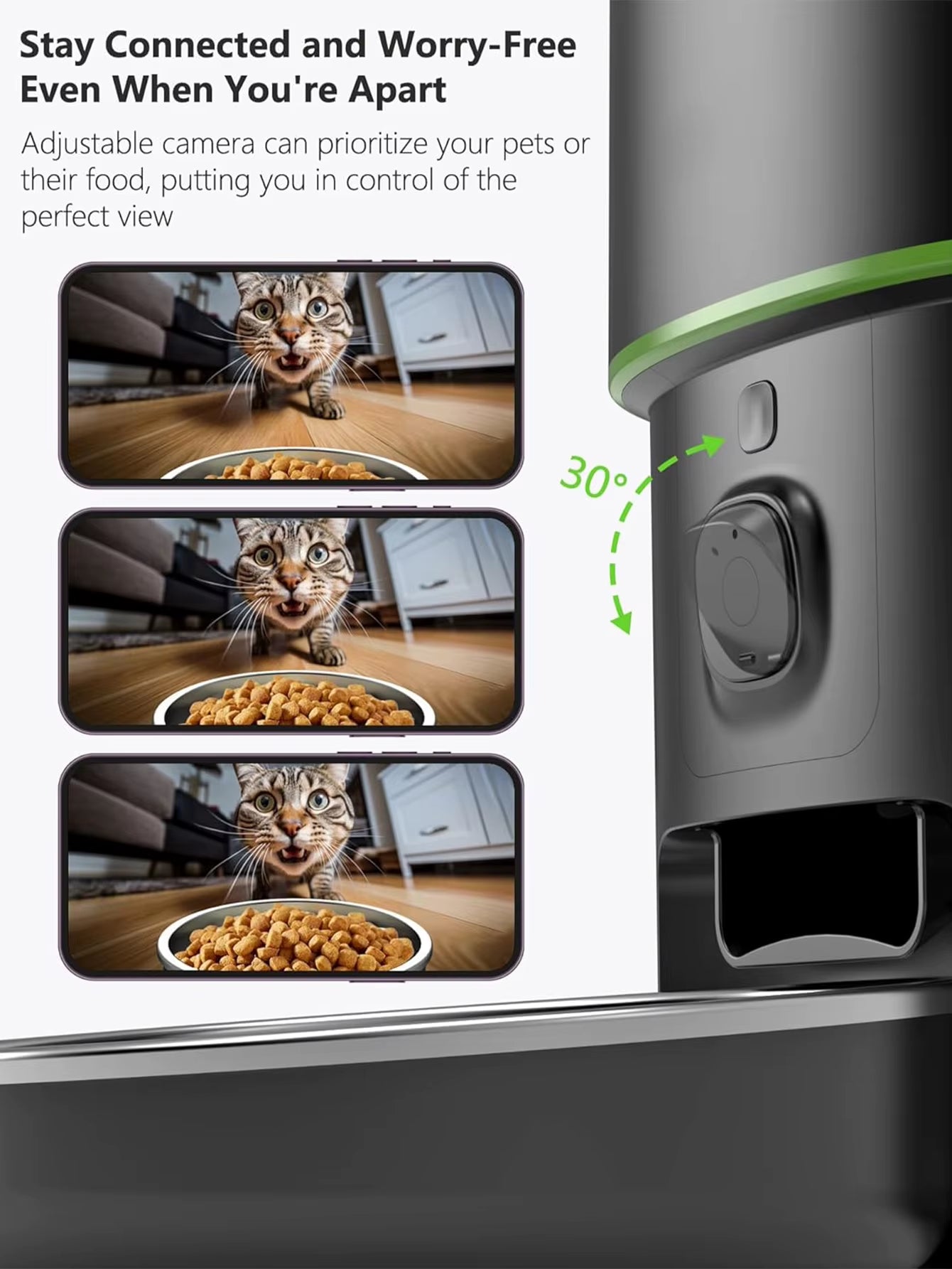 Smart automatic pet feeder app control features, schedule meals and monitor pet via Tuya or Pet Zero app