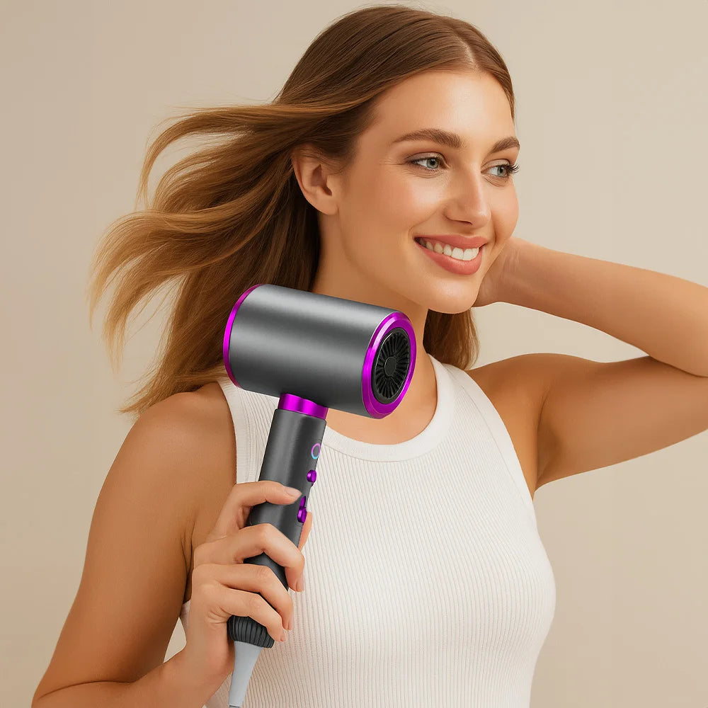 Professional Powerful Hair Dryer High-Speed Negative 2400W Quick Drying Hot and Cold Air Constant with Curly Nozz